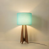 Bedside Cylindrical Fabric Shade Wooden Floor Lamp Image - 7