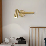 Bedside Cylindrical Iron Reading Swing Arm Wall Lamp Image - 11