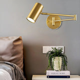 Bedside Cylindrical Iron Reading Swing Arm Wall Lamp Image - 12