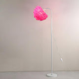 Bedside Elegant Pink Feather Shade Arc Floor Lamp Image - 12