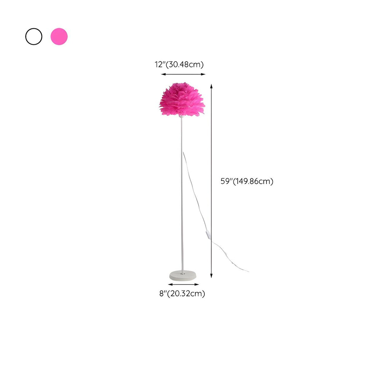 Bedside Elegant Pink Feather Shade Arc Floor Lamp 