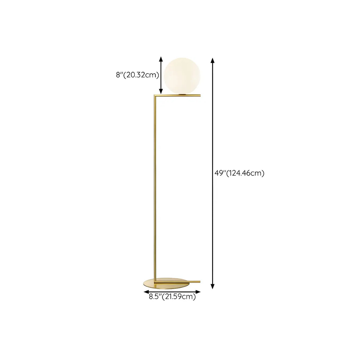 Bedside Minimalist  Globe Glass Shade Brass Floor Lamp 