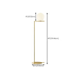 Bedside Minimalist  Globe Glass Shade Brass Floor Lamp #size