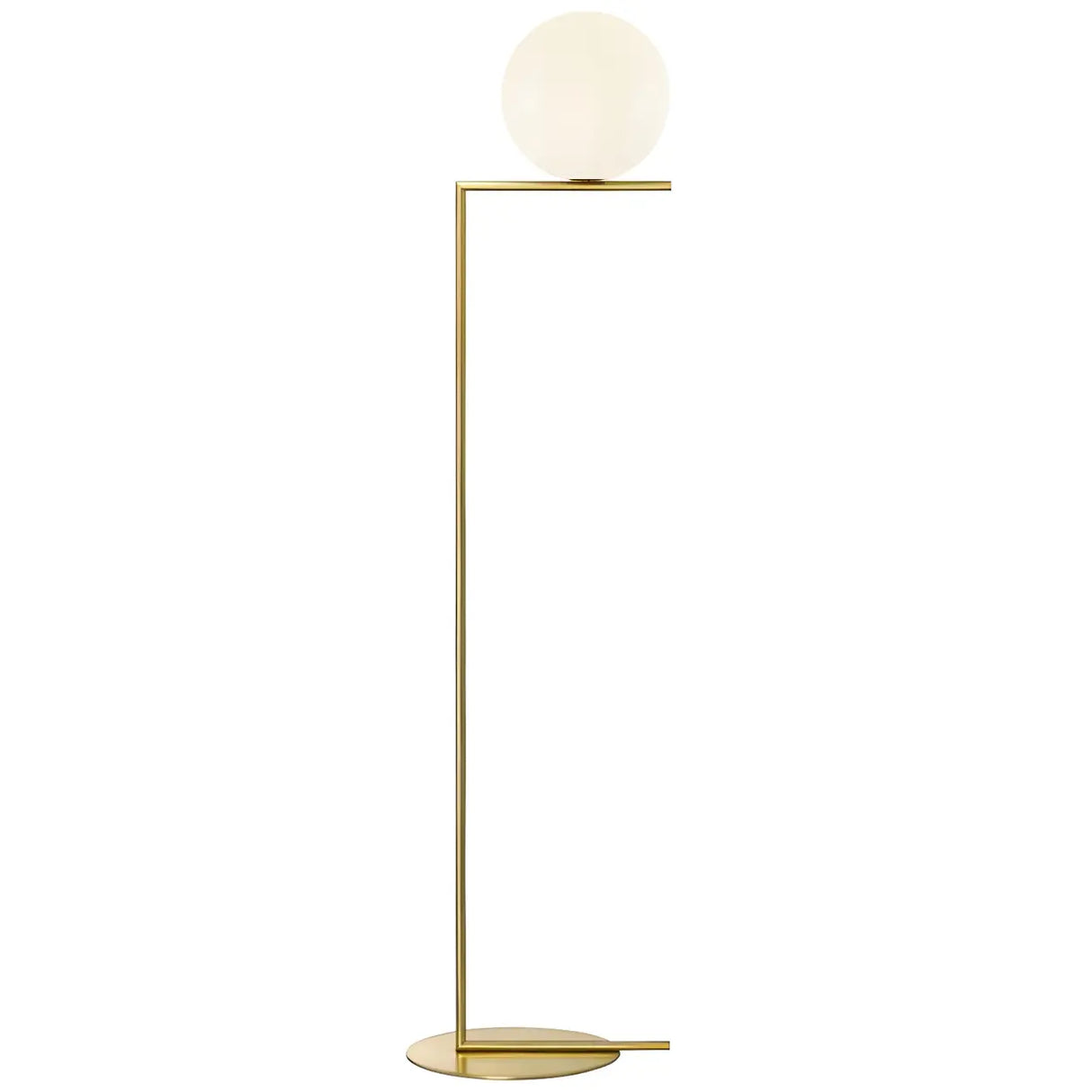 Bedside Minimalist  Globe Glass Shade Brass Floor Lamp Image - 6