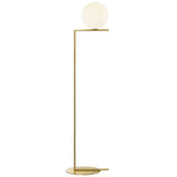 Bedside Minimalist  Globe Glass Shade Brass Floor Lamp Image - 6