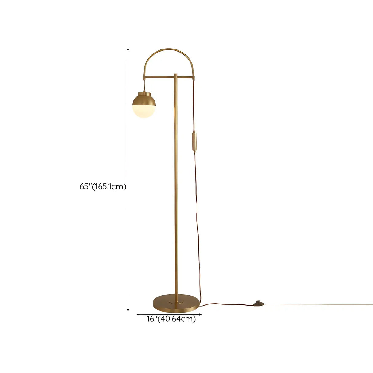 Bedside Modern Brass Finish Gold and Arc Floor Lamp 