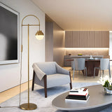 Bedside Modern Brass Finish Gold and Arc Floor Lamp Image - 3