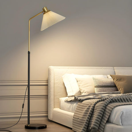 Bedside Pleated Shade Modern Adjustable Floor Lamp Image - 1