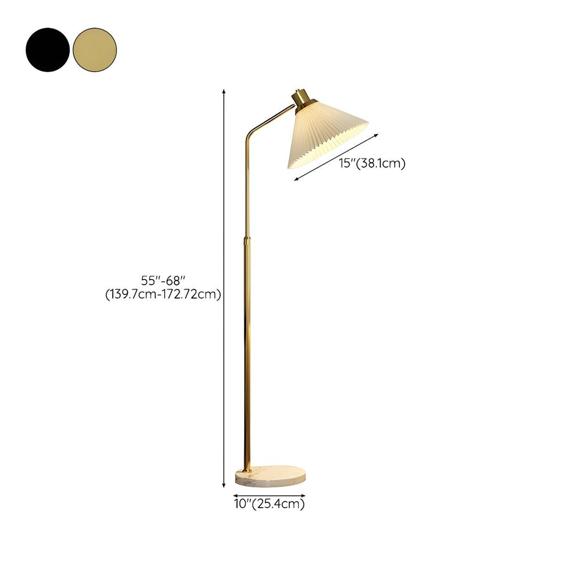 Bedside Pleated Shade Modern Adjustable Floor Lamp 