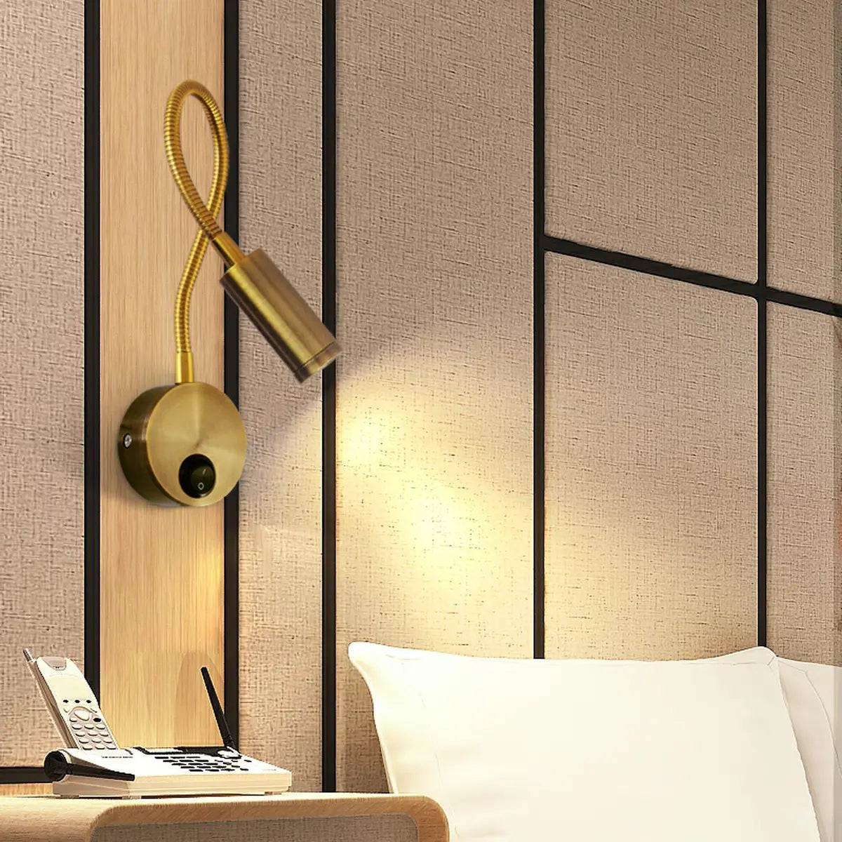 Bedside Reading Cylinder Brass Adjustable Wall Light Image - 1