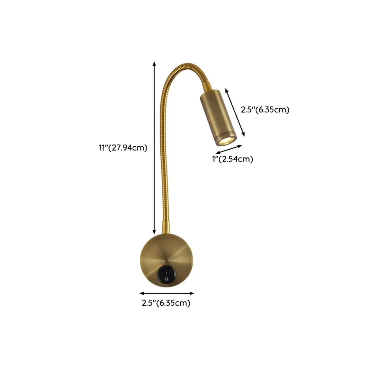 Bedside Reading Cylinder Brass Adjustable Wall Light 