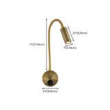 Bedside Reading Cylinder Brass Adjustable Wall Light #size