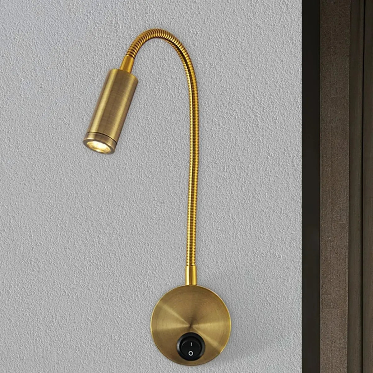 Bedside Reading Cylinder Brass Adjustable Wall Light Image - 3