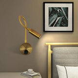 Bedside Reading Cylinder Brass Adjustable Wall Light Image - 5