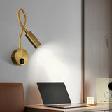 Bedside Reading Cylinder Brass Adjustable Wall Light Image - 9