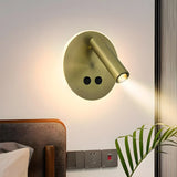 Bedside Round Base Cylinder Gold Reading Wall Lights Image - 1