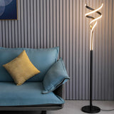 Bedside Simple Gold Spiral Metal LED Floor Lamp Image - 12