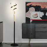 Bedside Simple Gold Spiral Metal LED Floor Lamp Image - 3