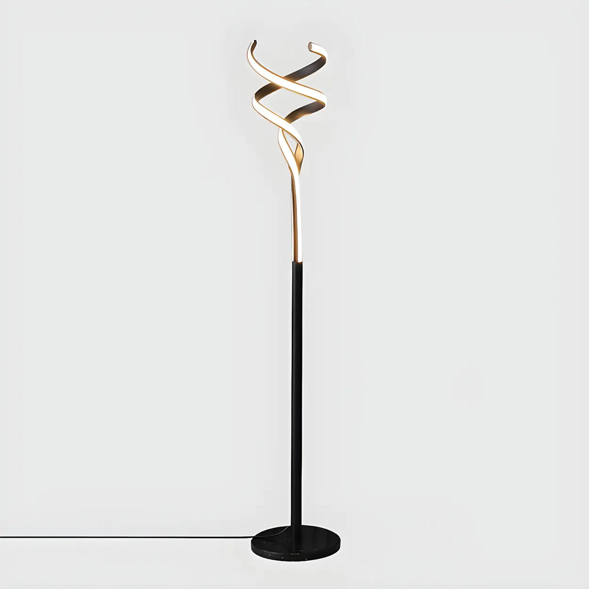 Bedside Simple Gold Spiral Metal LED Floor Lamp Image - 7