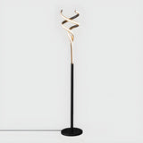 Bedside Simple Gold Spiral Metal LED Floor Lamp Image - 7