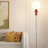 Bedside Stylish Red Orb Metal LED Floor Light Image - 8