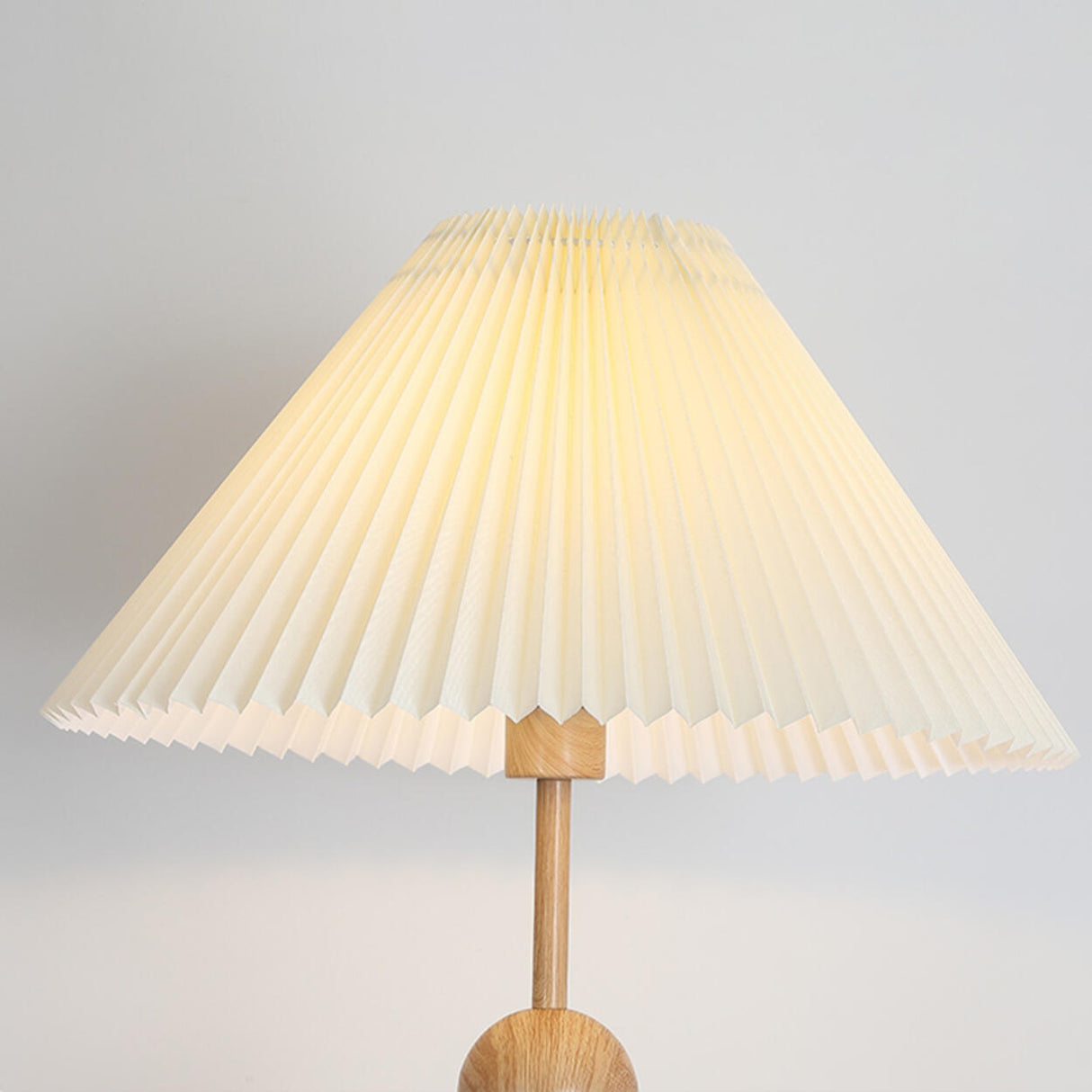 Bedside Wooden Beaded Pleated Cone LED Floor Lamp Image - 11