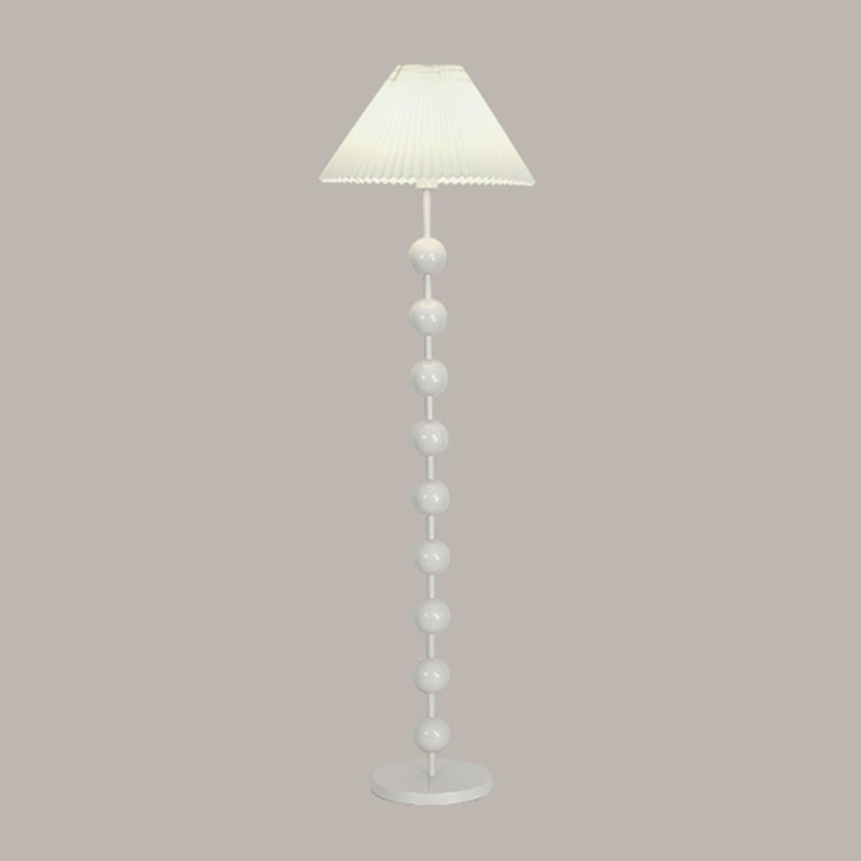 Bedside Wooden Beaded Pleated Cone LED Floor Lamp Image - 2