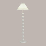 Bedside Wooden Beaded Pleated Cone LED Floor Lamp Image - 2