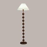 Bedside Wooden Beaded Pleated Cone LED Floor Lamp Image - 3