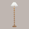 Bedside Wooden Beaded Pleated Cone LED Floor Lamp Image - 5