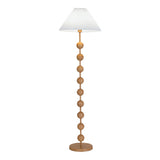 Bedside Wooden Beaded Pleated Cone LED Floor Lamp Image - 8