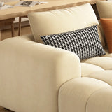 Beige Abrasive Cloth Recessed Arm Left Sofa Chaise Image - 12