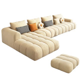 Beige Abrasive Cloth Recessed Arm Left Sofa Chaise Image - 15