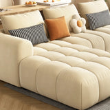 Beige Abrasive Cloth Recessed Arm Left Sofa Chaise Image - 17