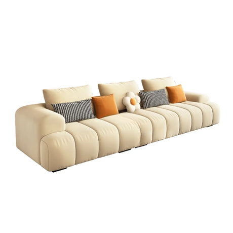 Beige Abrasive Cloth Recessed Arm Left Sofa Chaise Image - 2