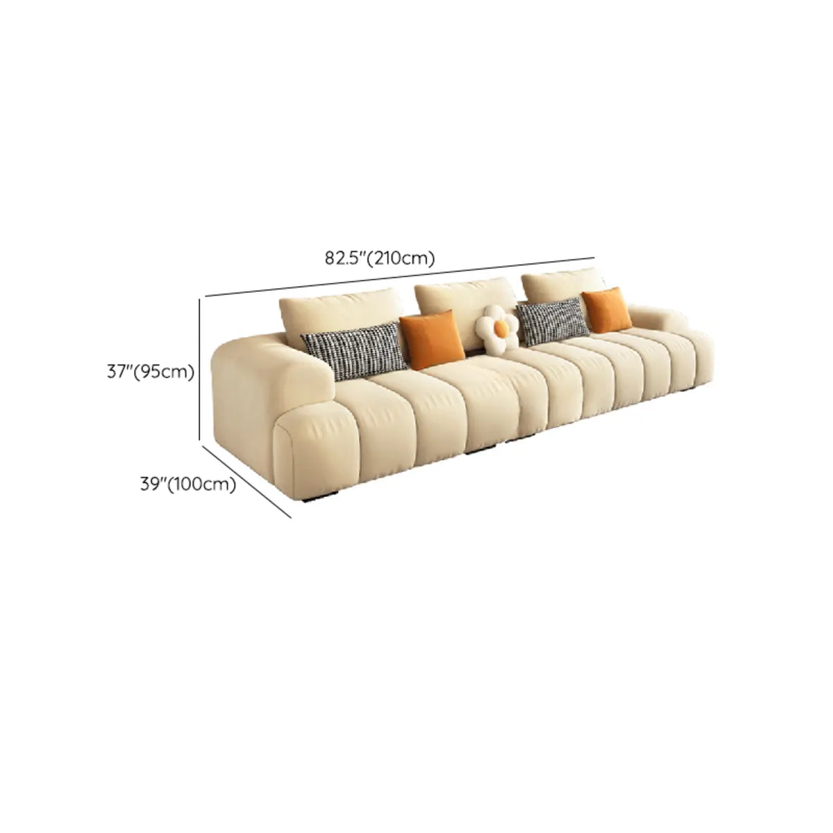 Beige Abrasive Cloth Recessed Arm Left Sofa Chaise 