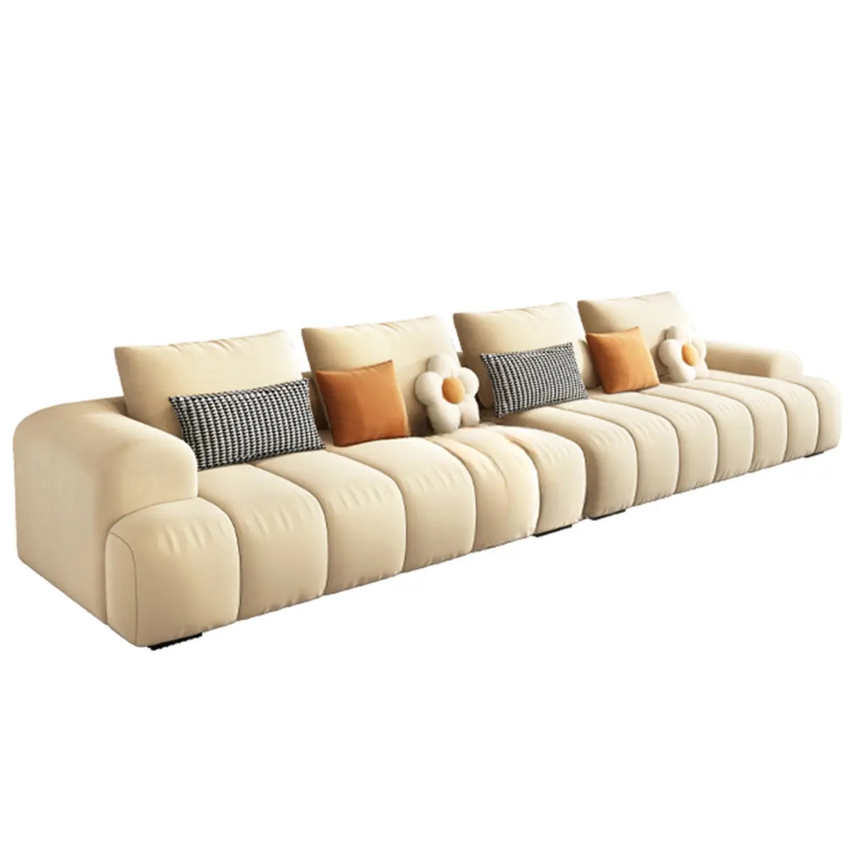 Beige Abrasive Cloth Recessed Arm Left Sofa Chaise Image - 6