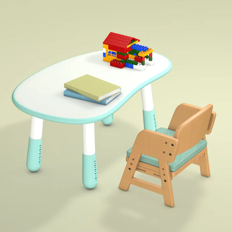 Beige Adjustable Wood Toddler Activity Table Chair Set Image - 7