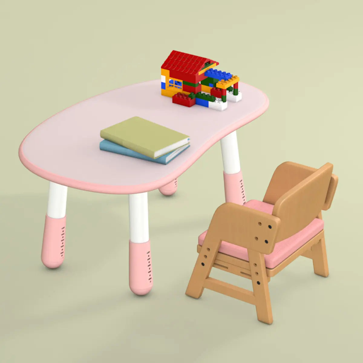 Beige Adjustable Wood Toddler Activity Table Chair Set Image - 4