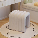 Beige Arch Sled Base Fabric Solid Color Vanity Stool Image - 1