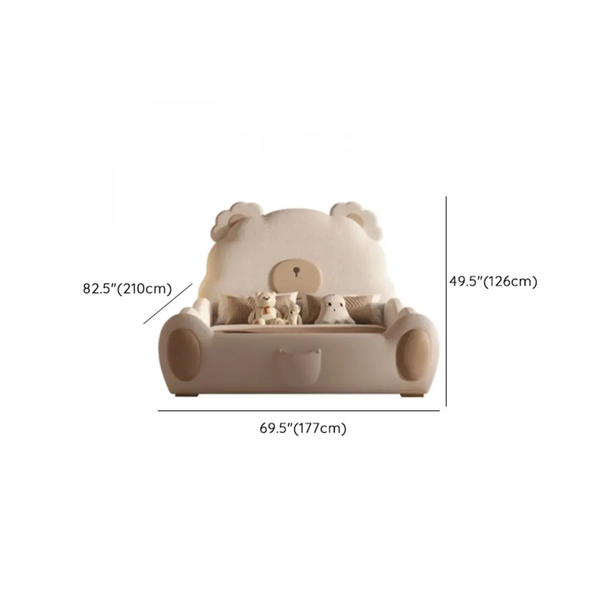 Beige Bear Upholstered Wood Frame Kids Bed with Storage Image - 11