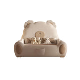 Beige Bear Upholstered Wood Frame Kids Bed with Storage Image - 8