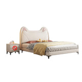 Beige Cat Shape Upholstered Tall Clearance Kids Bed Image - 2