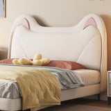 Beige Cat Shape Upholstered Tall Clearance Kids Bed Image - 6