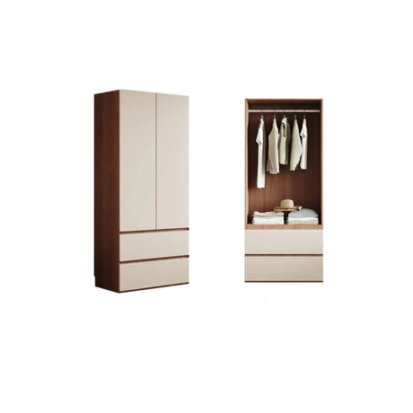 Beige Chic Manufactured Wood Wardrobe with Soft Close Image - 2