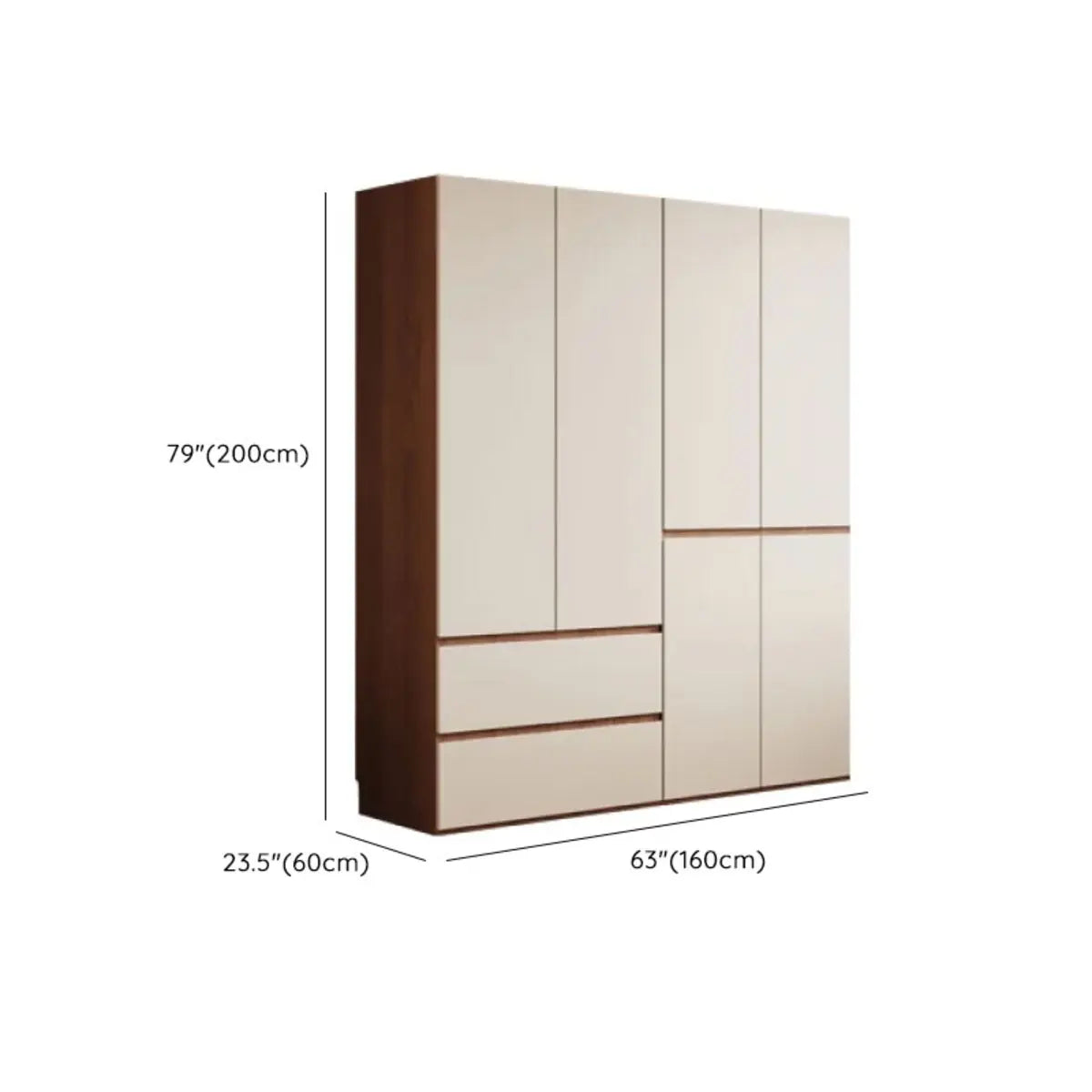 Beige Chic Manufactured Wood Wardrobe with Soft Close Image - 20