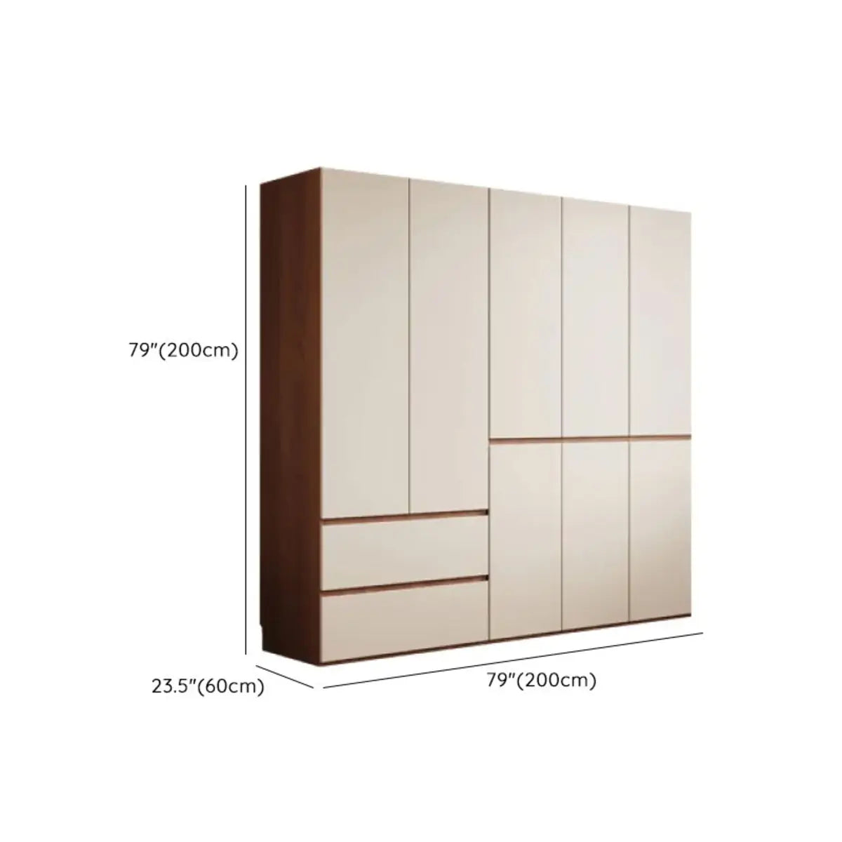 Beige Chic Manufactured Wood Wardrobe with Soft Close Image - 22