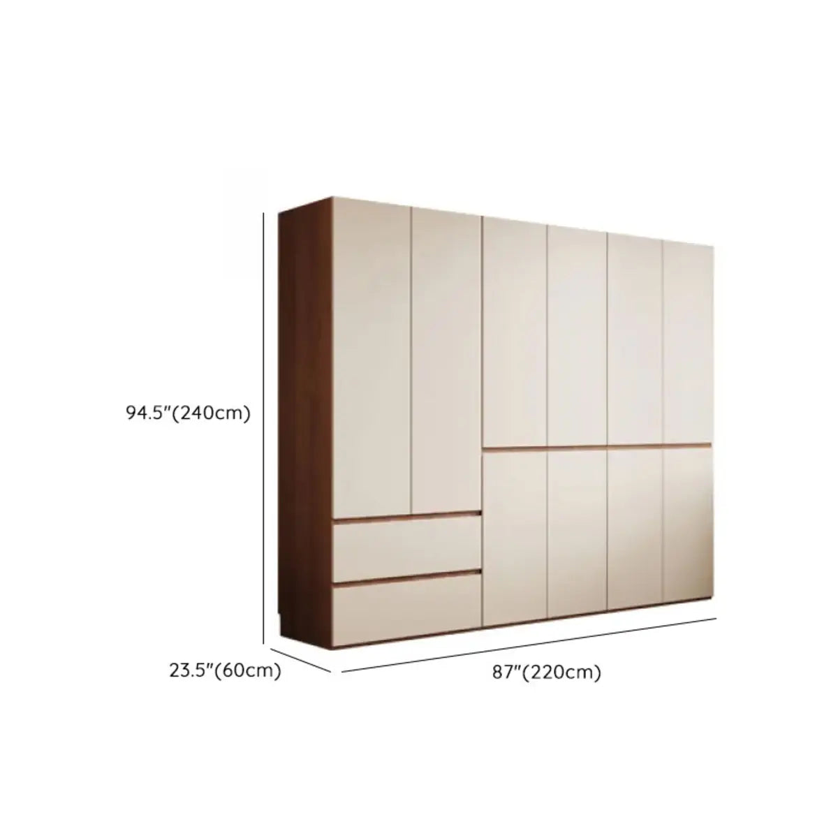 Beige Chic Manufactured Wood Wardrobe with Soft Close Image - 31