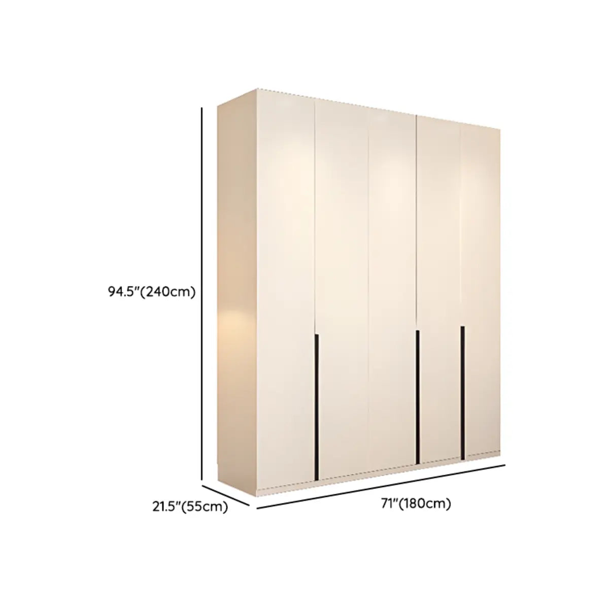 Beige Clothing Rod Large Shelves Wardrobe with Soft Close Image - 27