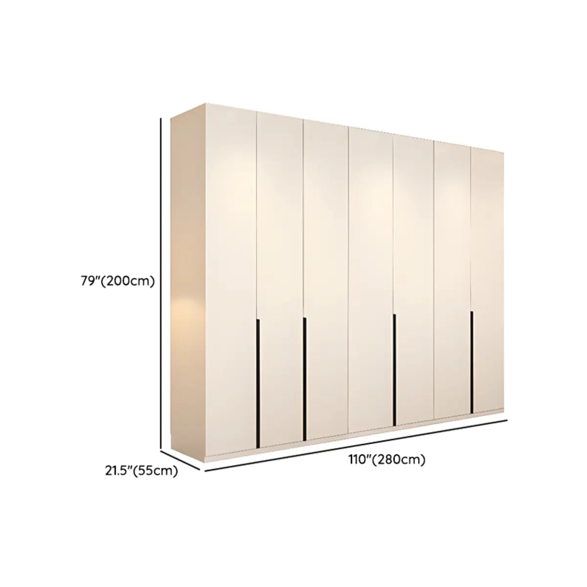 Beige Clothing Rod Large Shelves Wardrobe with Soft Close Image - 29